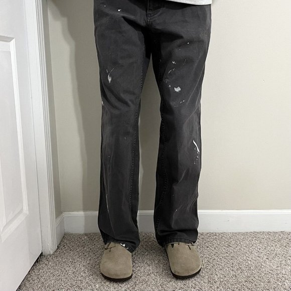 OOBE Pants Distressed Paint Splattered Faded Carpenter Work Pants